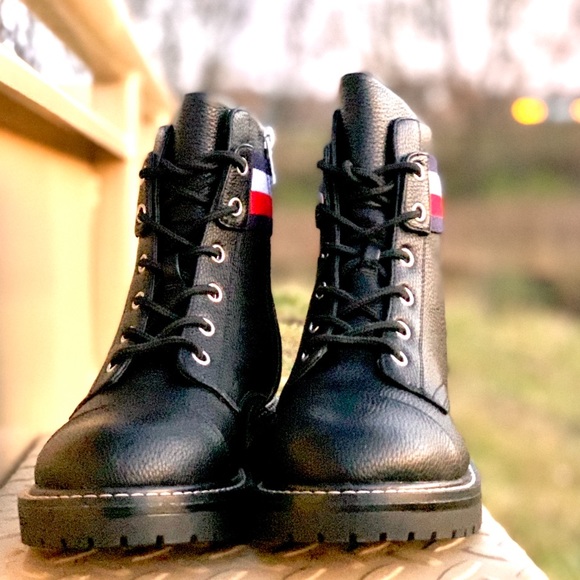 NWT Tommy Hilfiger Black Lavo 2 Moto Combat Boots - Picture 8 of 14